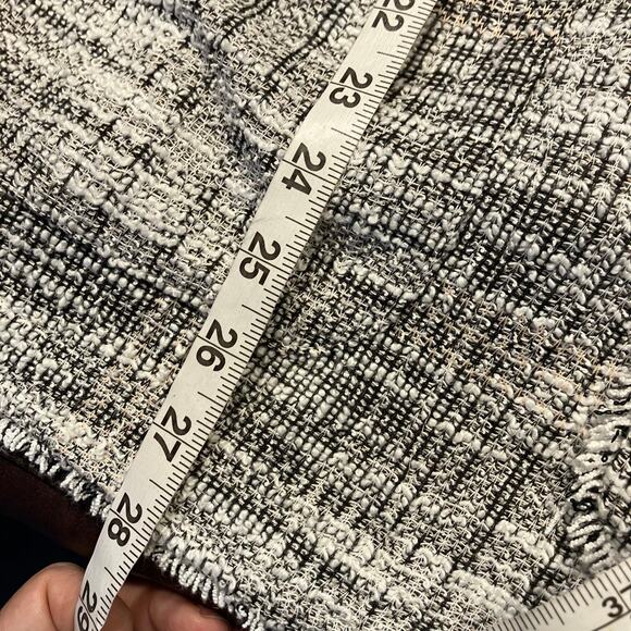 Max Studio 1X Open Front Bouclé Knit Blazer Jacket Tweed Fringe Edge Plaid - Picture 13 of 15